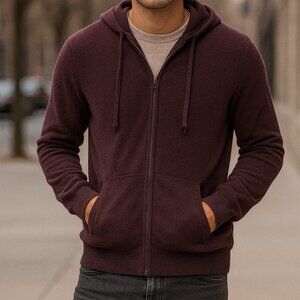 Vince Wool Cashmere Zip Hoodie Men’s 2XL Purple Sweater XXL Jacket NWT